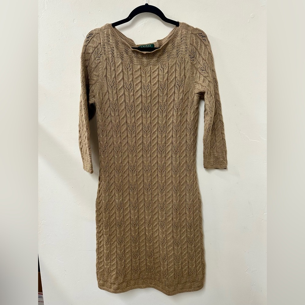 Lauren Ralph Lauren Beige Knit Midi Dress